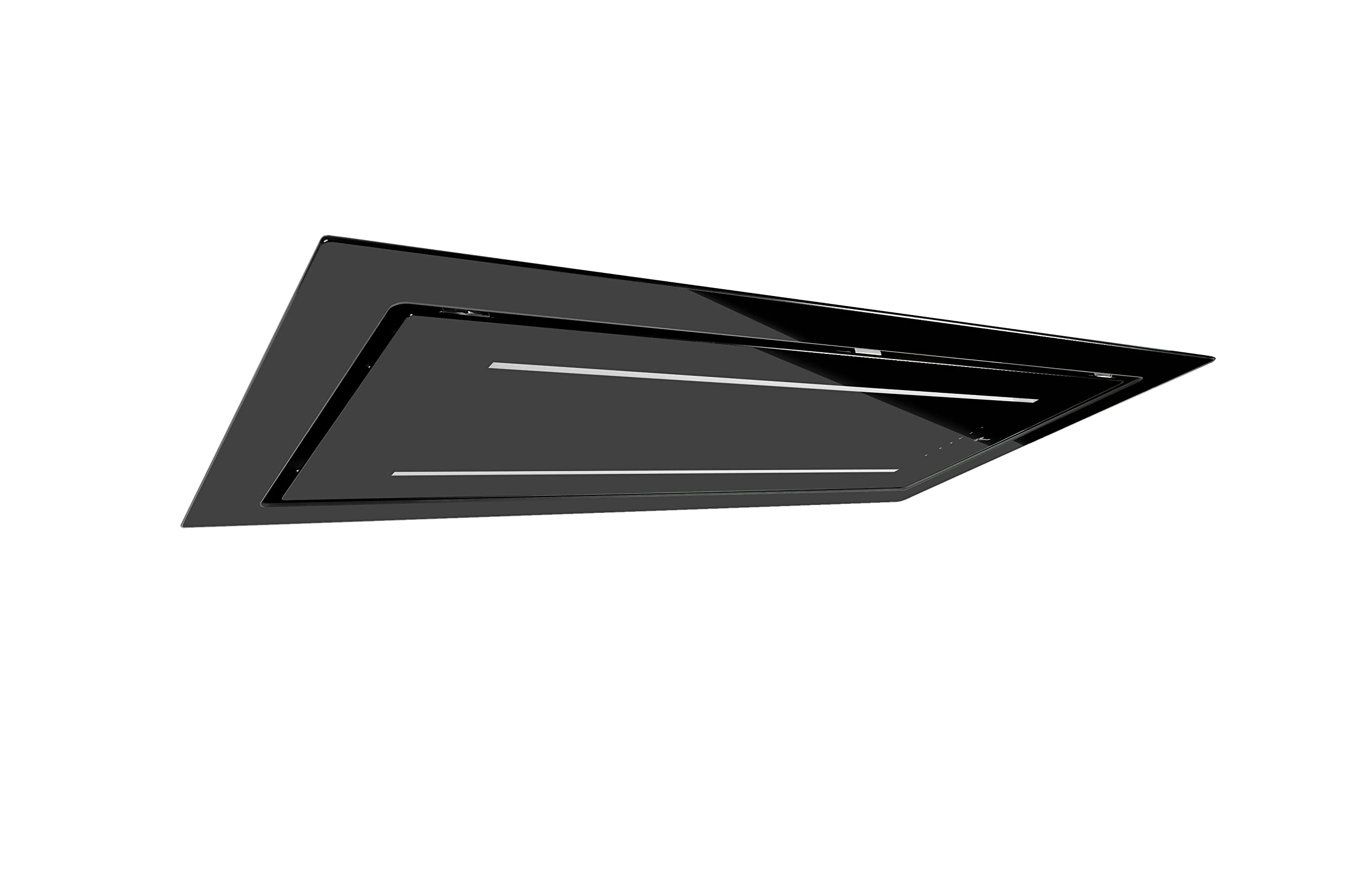 Gurari Hotte aspirante de plafond, 120 cm, GCH C 341 Prime, moteur d'aspiration à recirculation, 1000 m³/h, en verre, noir, avec télécommande, classe d'efficacité énergétique A