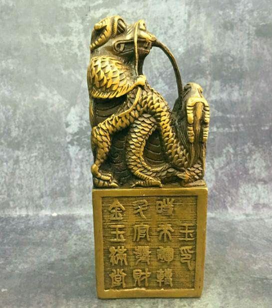 Amazon.co.jp: 純銅 竜頭印 竜印 官印 真鍮 九龍玉璽 風水置物1