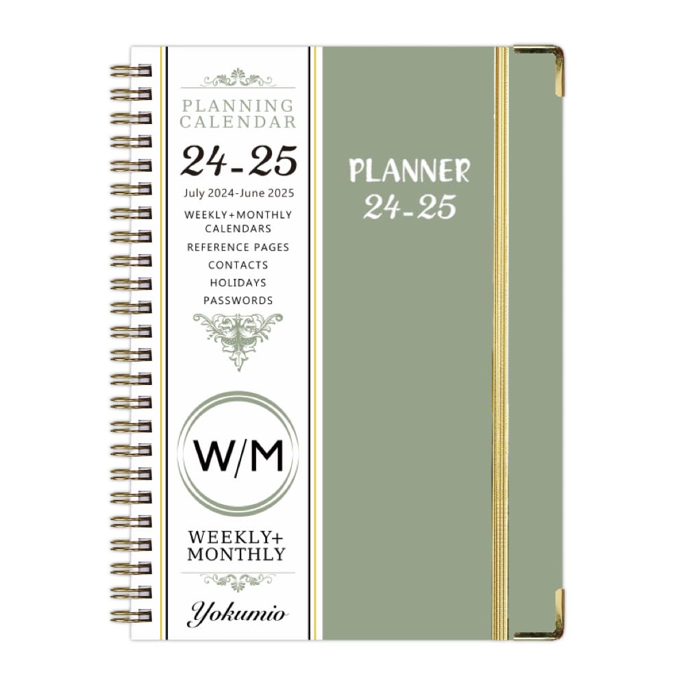 Academic 2025 Planner, 2025 planner weekly and monthly, A5 (6.2'' x 8.5") - 12 Months, With Tabs, Metal Cladding Round Corners, for Office School Teacher College Student Women, Green
