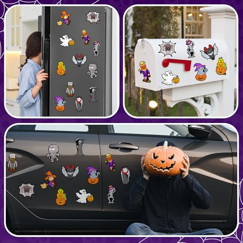 Mootycapa HUD-MOOTYCAPA-0079 36 Pcs Halloween Magnets Decorations Color Your Own Halloween Magnets Decals Pumpkin Witch Fridge Magnets Trick Or Treat Magnetic Stickers For Halloween Home School Refrigerator Decoration thumb #5