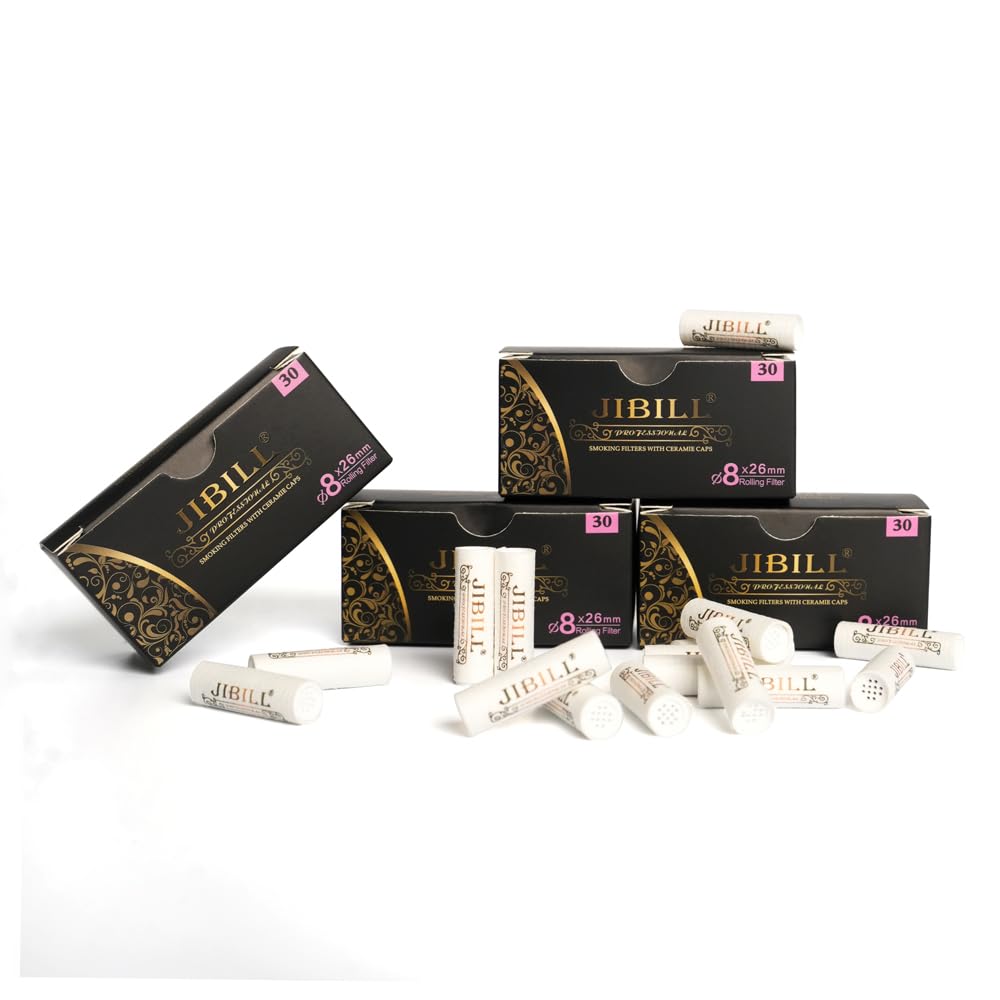 JIBILL 8mm Cigar Filter Activated Carbon Paper Filter Fits Most Cigar Holders FD0045 (120 PCS)