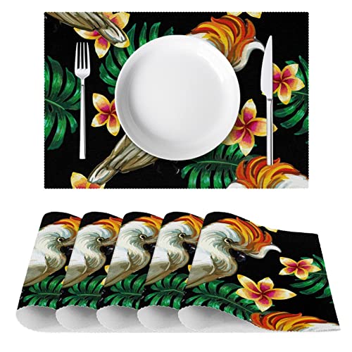 Sets de table 30x45cm encre perroquet frangipanier table manger - 3