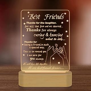 Best Friends Acrylic Night Light,to My Bestie Gifts,3D Illusion Lamp,Best Friend Birthday Gifts,Friendship Gifts for Women,Soft Warm White Colors LED Lamp