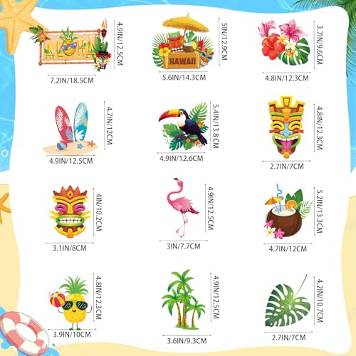 Image of 32pcs Aloha Party Decorations Hawaiian Luau Hanging Swirls Tropical Summer Tiki Party Decorations Flower Palm Flamingo Sign Foil Ceiling Hawaiian Decor Ect Beach Hawaiian Party Supplies