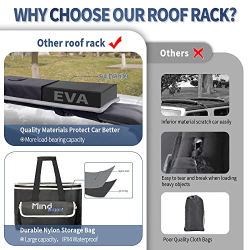 Universal Car Soft Roof Rack for Kayak/Canoe/Surfboard/SUP/Snowboard,Roof Rack Pads Carrier System Include 2 16FT Tie Down Straps,2 Ratchet Pulley Ropes,2 Hood Loops and Storage Bag （with Crossbar） - Thumbnail 2