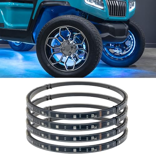 Ledglow 4Pc Add-On Wheel Ring Led Accent Neon Lighting Kit Upgrade For 4-Seater &Amp; 6-Seater Golf Carts - Fits 12V &Amp; 36/48/72V Electric Golf Carts - Only Compatible With Ledglow Kits