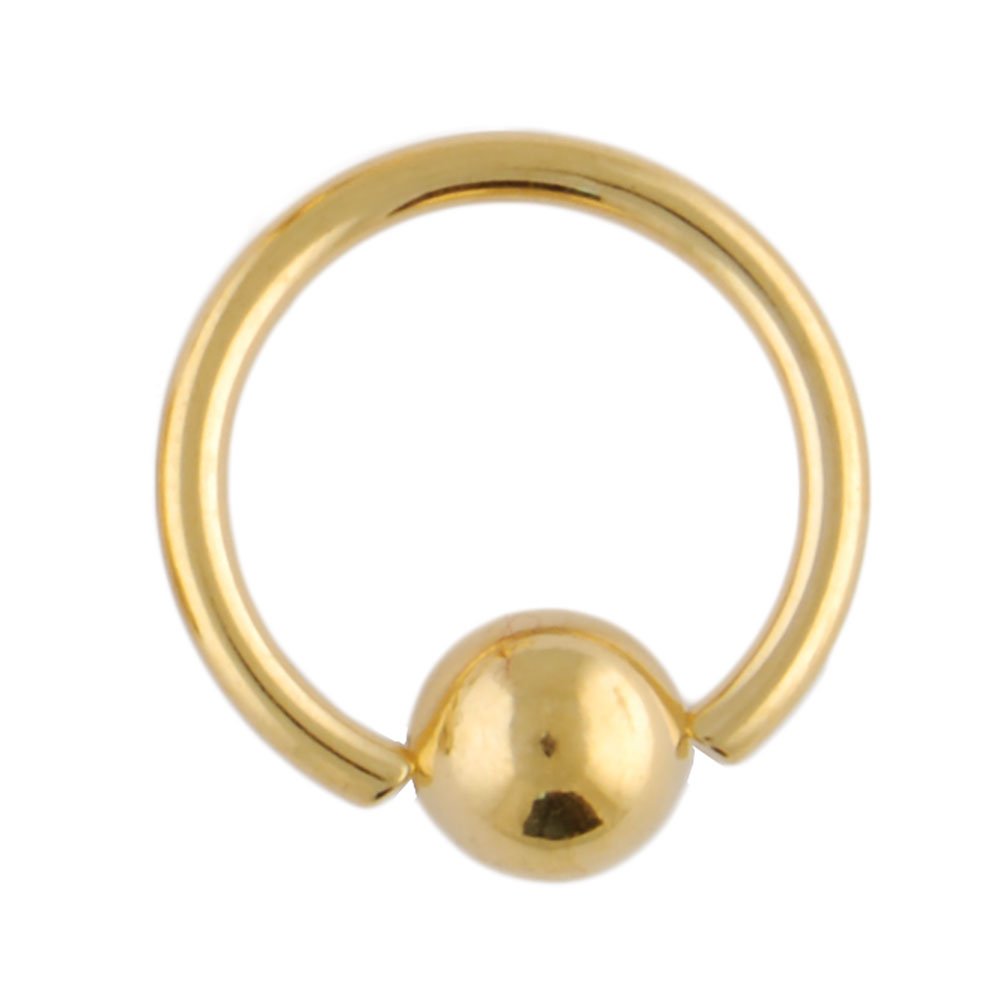 One PVD Stainless Steel Captive Bead Ring: 14g 1/2" Gold (SOLD INDIVIDUALLY. ORDER TWO FOR A PAIR.)