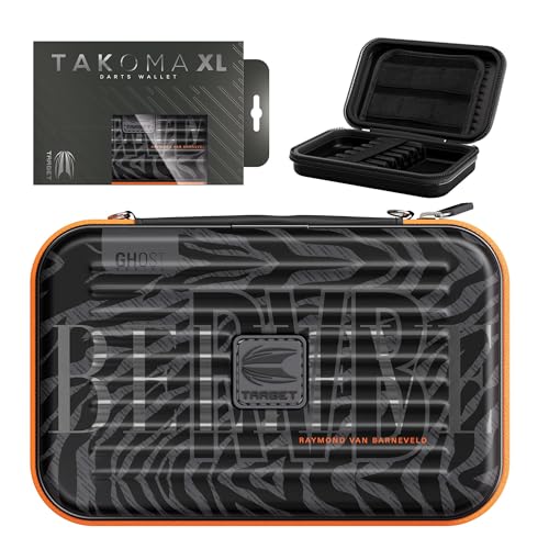 Target Darts Raymond Van Barneveld Ghost Series XL Takoma Cartera – Dardos Fundas, Negro/Blanco Storage Estuches, Zipper Portadardos, Profesionales Accesorios – Retiene 6 Totalmente Montado