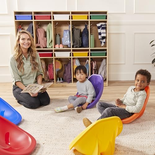Image of ECR4Kids Plastic Leaf Scoop Floor Rocker Seat, Classroom Furniture, Primary, 6-Piece