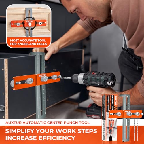 Image of Cabinet Hardware Jig, Adjustable Cabinet Handle Template Tool with Alignment Hole, Punch Locator Drill Guide for Knobs,Handles and Pulls