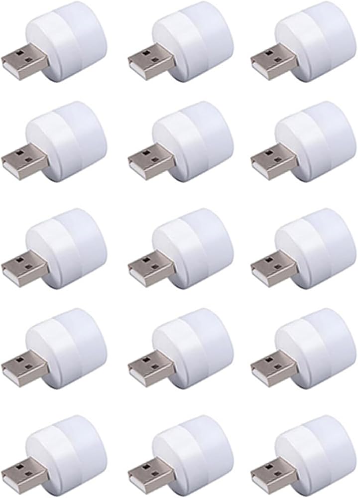 15피스 미니 USB 야간 조명, LED 조명, 에너지 절약 LED, USB 노트북 전구 야간 램프 (적합한 어댑터 5V 1A) (화이트 라이트) — 사진 1
