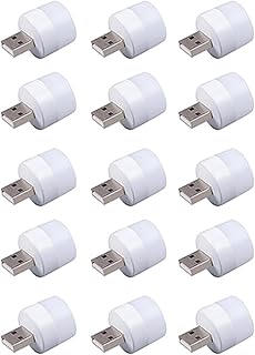 15피스 미니 USB 야간 조명, LED 조명, 에너지 절약 LED, USB 노트북 전구 야간 램프 (적합한 어댑터 5V 1A) (화이트 라이트)