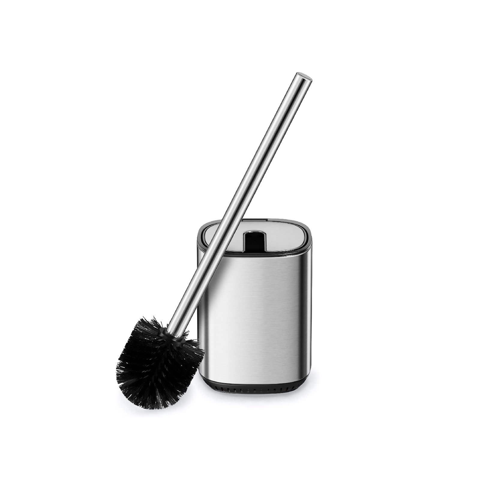 Sleek Toilet Brush Holder Set Toilet Bowl Brush Stainless Steel Automatic Open lid Toilet Bowl Cleaner Brush with Durable Bristle Head Toilet Cleaning Brush for Bathroom (1, stainless steel)