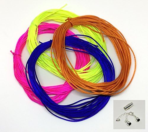 1mm Kumihimo Satin Beading Cord 80 Feet Plus End Caps/Findings Plus Instructions Bright Colors
