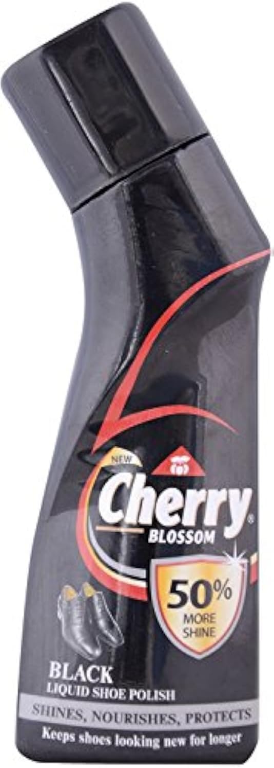 Cherry Blossom Liquid Shoe Polish – Black, 75ml Bottle