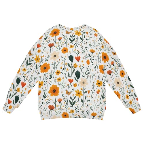 JUNZAN Daffodil Sunflower Butterflies White Little Girls Sweatshirts Hoodies Long Sleeve Kids Pullover Hoodie Party 4T2