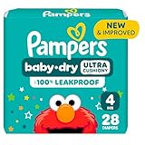 Pampers Baby-Dry Disposable Diapers Size 4, 28 Count, JUMBO
