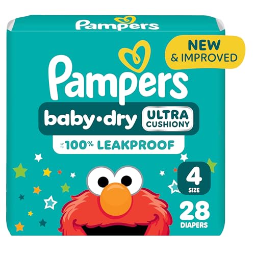 Pampers Diapers - Baby Dry - Size 4, 28 Count, Absorbent Disposable Infant Diaper (Packaging May Vary)
