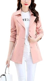 Cinturón La Solapa Un Solo Pecho Propio Transición Largo Gabardina Abrigo Cálido para Mujer