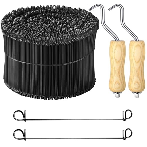 1000 Pcs 16 Gauge Rebar Tie Wire-6” Long with 2 Rebar Tie Tools, Double Loop Annealed Steel Wire