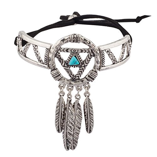 LUX ACCESSORIES Boho Stone Dream Catcher Navajo Leaf Bracelet