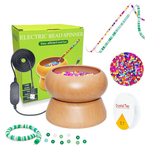 Xmada Electric Bead Spinner - Clay Bead Spinner with 2PC Beading Needles and Seed Beads, Waist Beads...