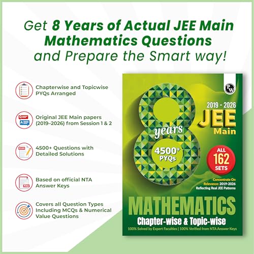 Image of PW JEE Main 8 Years (2019 - 2026) PYQs Mathematics Chapterwise and Topicwise | All 162 Sets Previous Years Solved Papers For JEE Main 2027 Exams | Concentrate on Relevance