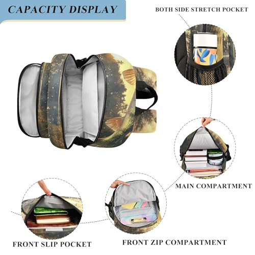 Largemouth Bass Fish Backpack Lightweight Bookbag Laptop Backpack College School Bag for Boys Girls4