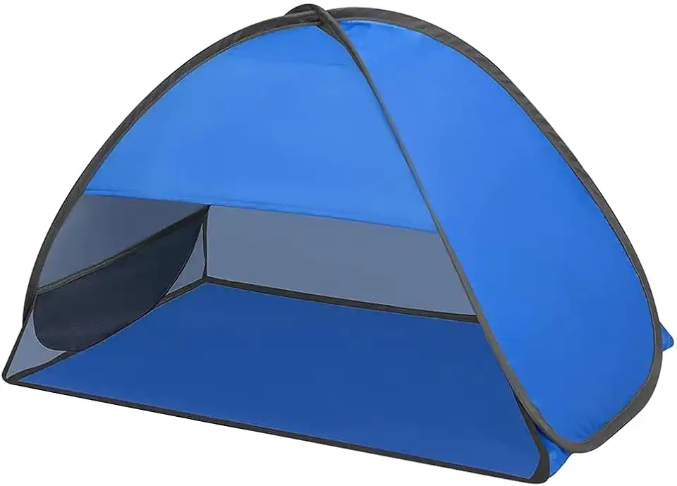 Barraca de Praia Resistente ao Vento com Proteção UV Azul