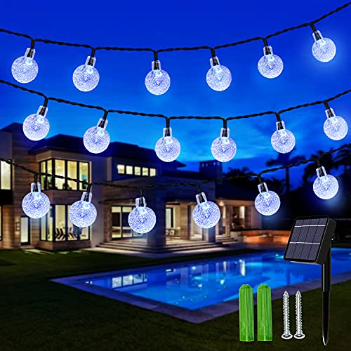 Guirlande lumineuse solaire de 15,7 m avec 100 globes, étanche, 8 modes, pour intérieur et extérieur, balcon, terrasse, tonnelle et décoration de mariage...