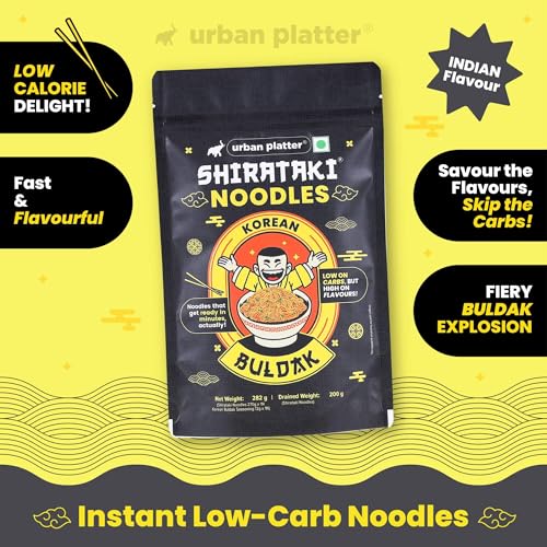 Image of Urban Platter Korean Buldak Shirataki Noodles, 282g (Konjac Noodle | Keto-friendly, Low-Carb, Fat-free | Fiery Buldak Explosion | Ready in Minutes)