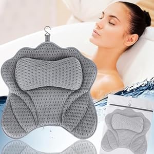 Almohada de Baño,Malla 4D Cojín de baño,Almohada para Bañera con 6 Ventosas Antideslizantes Almohada de bañera,Almohada Bañera Ergonómica para SPA en Casa Bañera