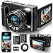 Digitalkamera 4K mit WiFi 64MP Kompakte Digitalkamera mit 3" 180° Flip-Bildschirm, 32GB Karte, 2 Akkus, 16X Digitalzoom, Autofokus, Anti-Shake, Ideal für Teens, Anfänger, Vlogging, Reisen