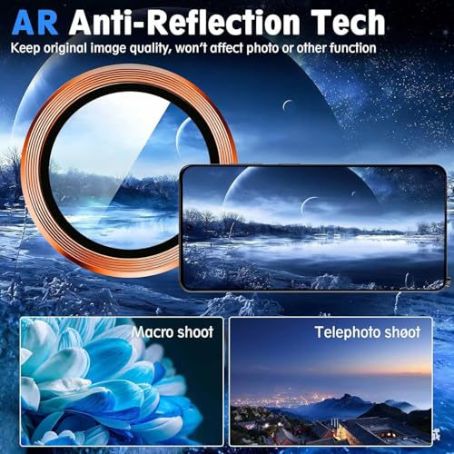 Image of CLITZ Camera Lens Protector for Samsung Galaxy S26 /S26 Plus, Metal Aluminum CircleTempered Glass Camera Protector, Military Grade Shatterproof,Case Friendly, Accessories Lens Protector-Orange