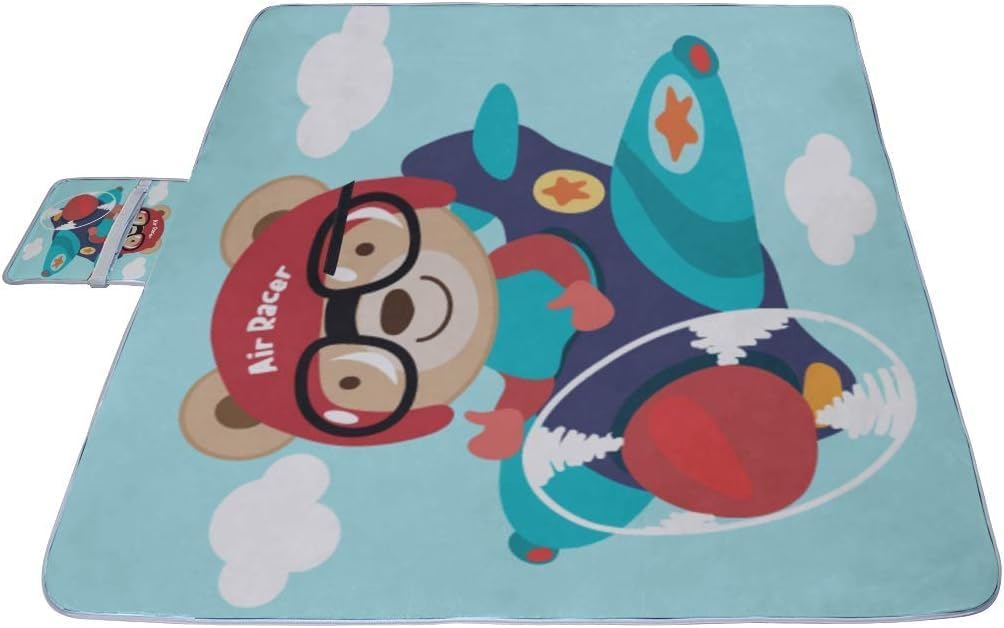 レジャーシート 可愛い飛行機 ピクニック 折りたたみ 撥水 アウトドア クッション マット コンパクト 花見 運動会 キャンプ 遠足