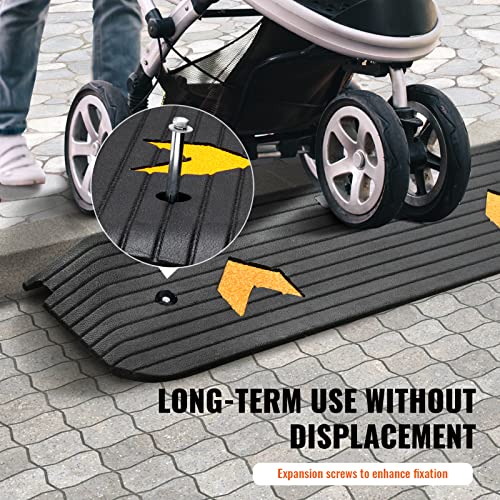 VEVOR Upgraded Rubber Threshold Ramp, 1" Rise Wheelchair Ramp Doorway, Natural Curb Ramp Rated 33069 lbs Load Capacity, Non-Slip Textured Surface Rubber Curb Ramp for Wheelchair and Scooter by VEVOR - Used condition - Image 6