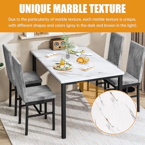 Recaceik 5 Piece Dining Table Set, Modern Dining Table Set for 4, Kitchen Table and 4 Chairs, Dining Room Set for Small Space - Thumbnail 3