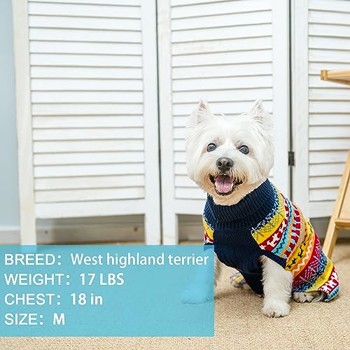 Image of Mihachi Dog Sweater - Winter Coat Apparel Clothes with Colorful Stripes for Cold Weather