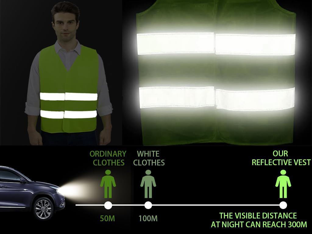 Gilet de Sécurité, 10PCS Gilet de Sécurité Réfléchissant, Gilet Réfléchissant,Gilet De Sécurité Haute Visibilité, Gilet Réfléchissant de Voiture,pour Conducteurs Travailleurs Unisexe