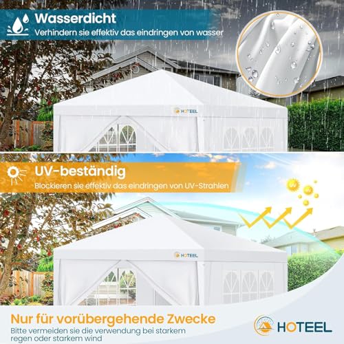 Image of HOTEEL 10x10FT Event Canopy Party Tent for 8-12 People with 4 Removable Sidewalls, 2 Zipper Doors, 8 Ropes and 16 Stakes, Carpas para Fiestas for Patio Wedding Backyard, White