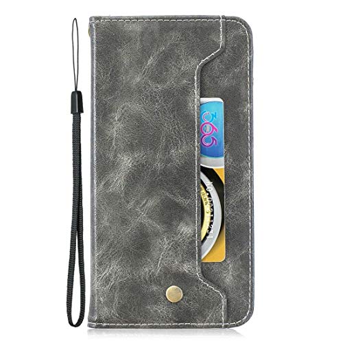 Capook com suporte, compartimentos para cartão e carteira (cinza), para Galaxy S9+ cobre fivela napa