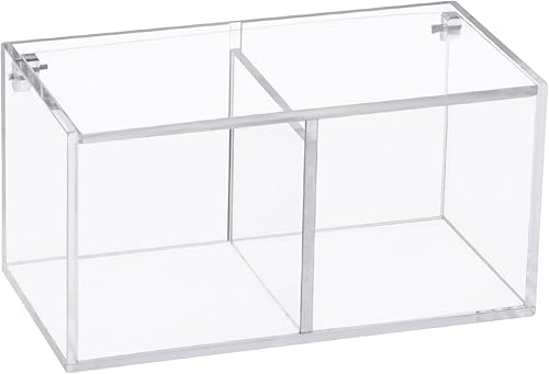 Yeeco Soporte acrílico transparente para cápsulas con tapa, organizador de caja de plástico de 2 secciones, 5.1 x 2.6 x 2.6 pulgadas, 2