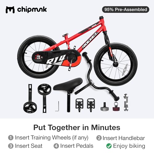 Image of Chipmunk Kids Bike 12 14 16 18 Inch Bicycle with Training Wheels Beginners Boys Girls Ages 3-10 Years Multiple Colors