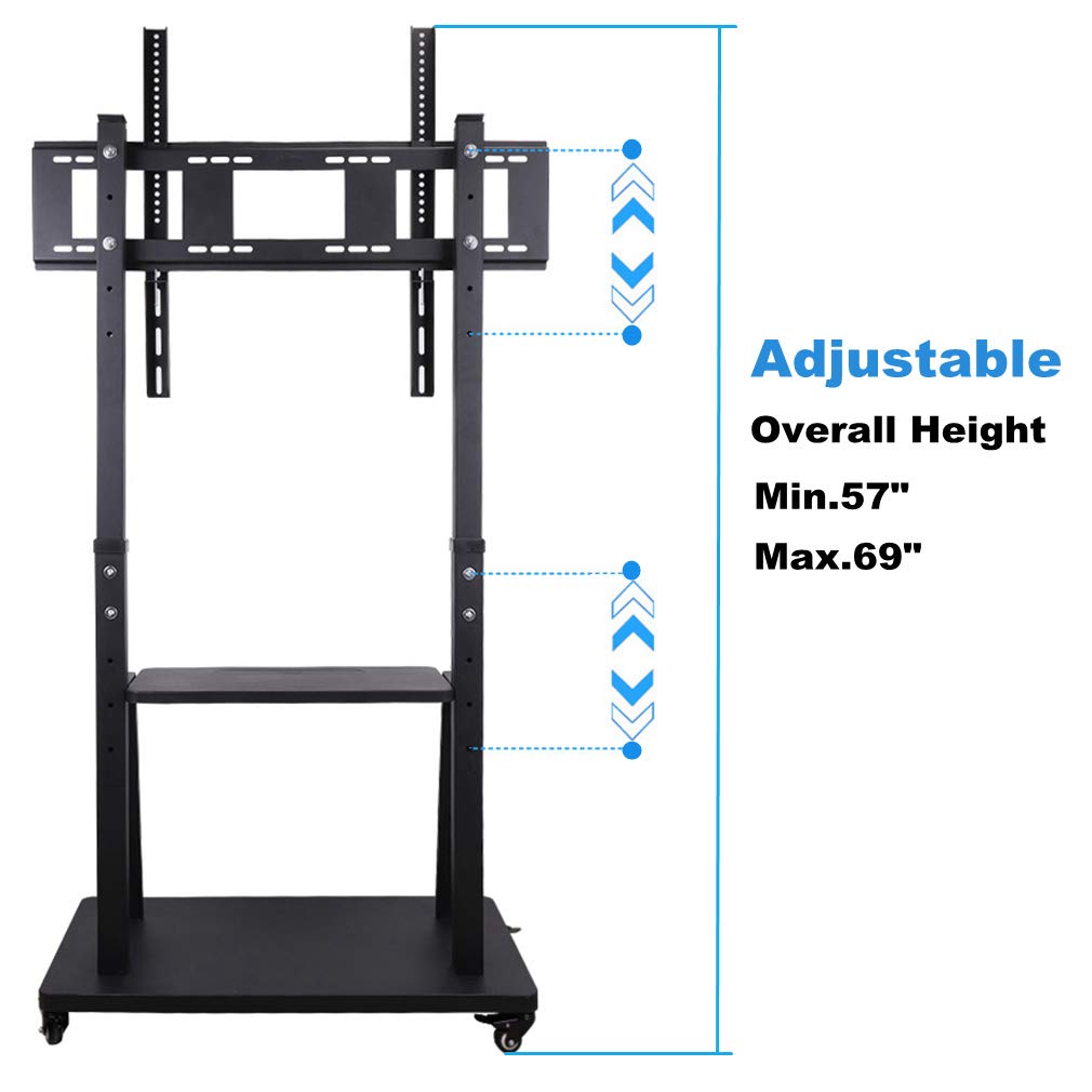 Buy unho Tall TV Cart Mobile TV Stand with Mount Adjustable Height, Lockable Casters and AV