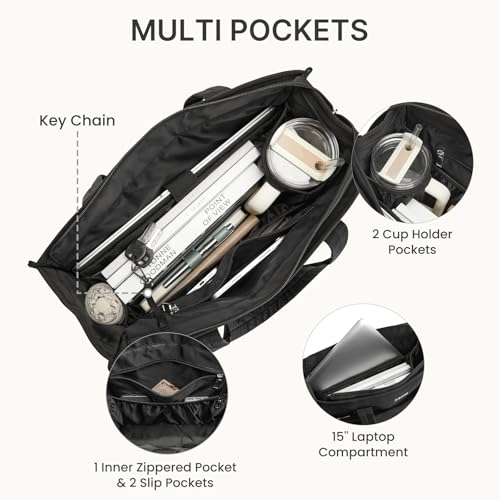 Image of G4Free Tote Bag for Work, Lightweight Structured Large Tote Handbag with Multi-Compartment and 40oz Cup Holder for Women