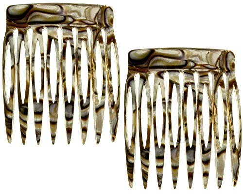 Camila Paris CP2332/2 French Hair Side Comb Handmade Onyx, Small Twist Hair Decorative, Strong Hold Clips for Women Bun Chignon Up-Do Styling Girls Hair Accessories, Made in France 2 Pack
