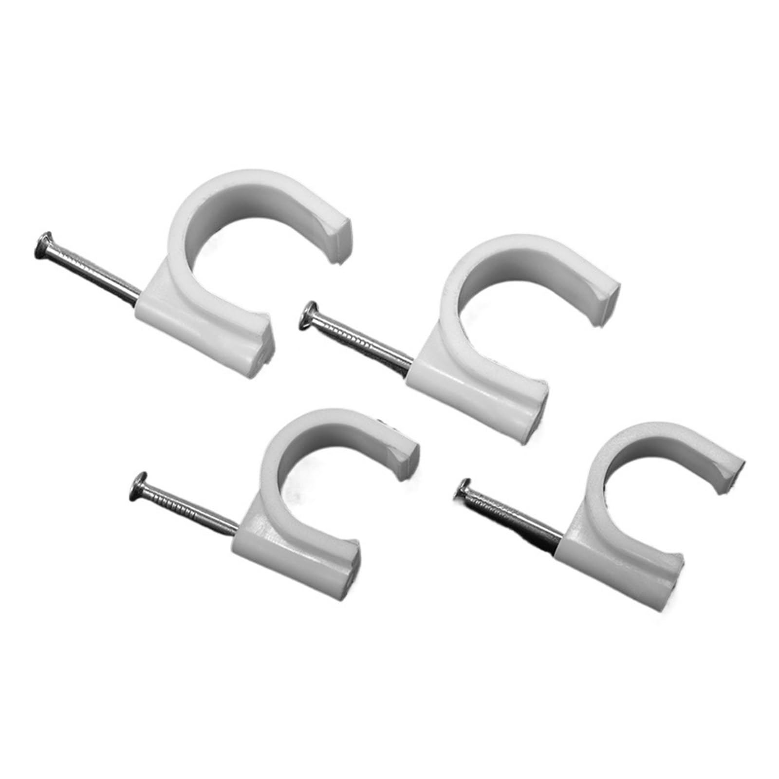 Kabelschellen Nagelschellen 100Pcs Stahl Nagel Draht Clips 4-50mm runde Kunststoff Nylon(25mm)