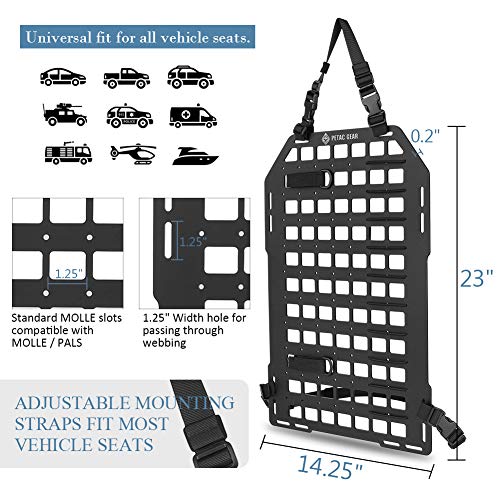 PETAC GEAR Rigid MOLLE Insert Panel 14.2in x 23.4in Vehicle Car Seat Back Organizer Rifle Gun Rack Mount Bracket Display Modular Storage Platform Black