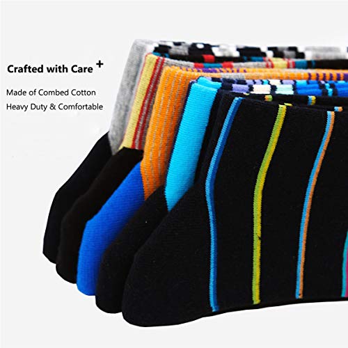 HSELL Funny Mens Colorful Dress Socks Crazy Design Argyle Striped Funky Pattern Cotton Socks for Men Gfits3