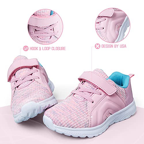 RUNSIDE Toddler Boys Girls Running Shoes Athletic Tennis Sneakers for Kids，Breathable and Lightweight Pink4